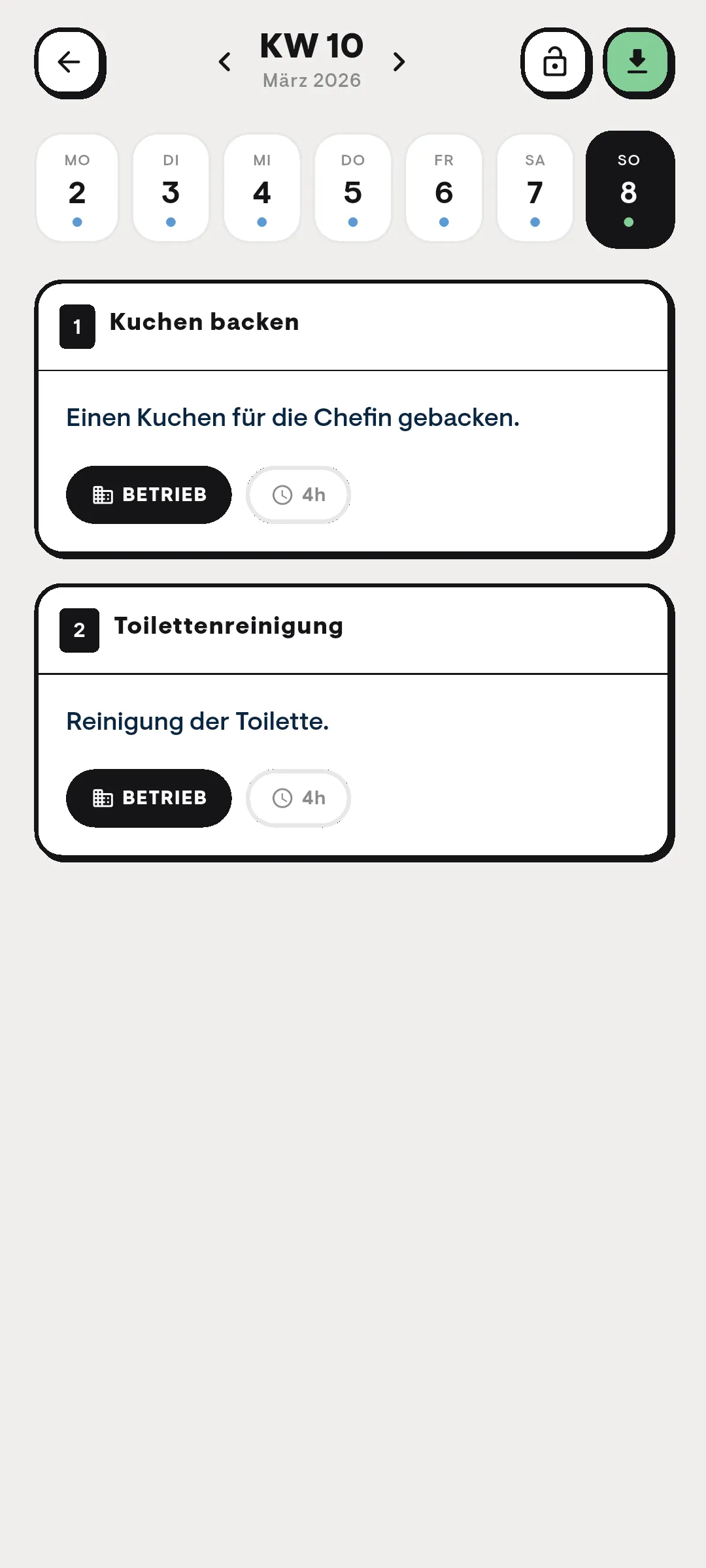 asyoube Berichtsheft Tageseinträge