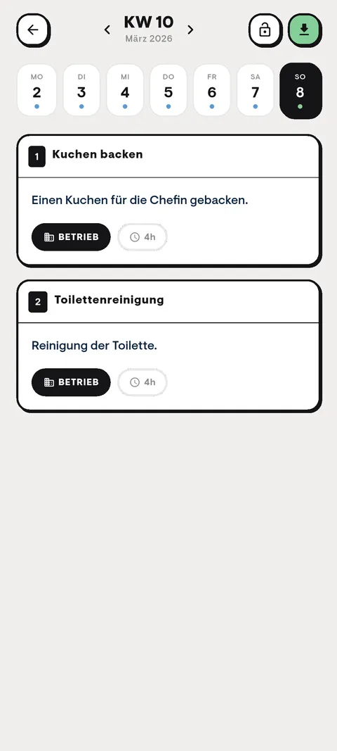 asyoube Berichtsheft Tageseinträge
