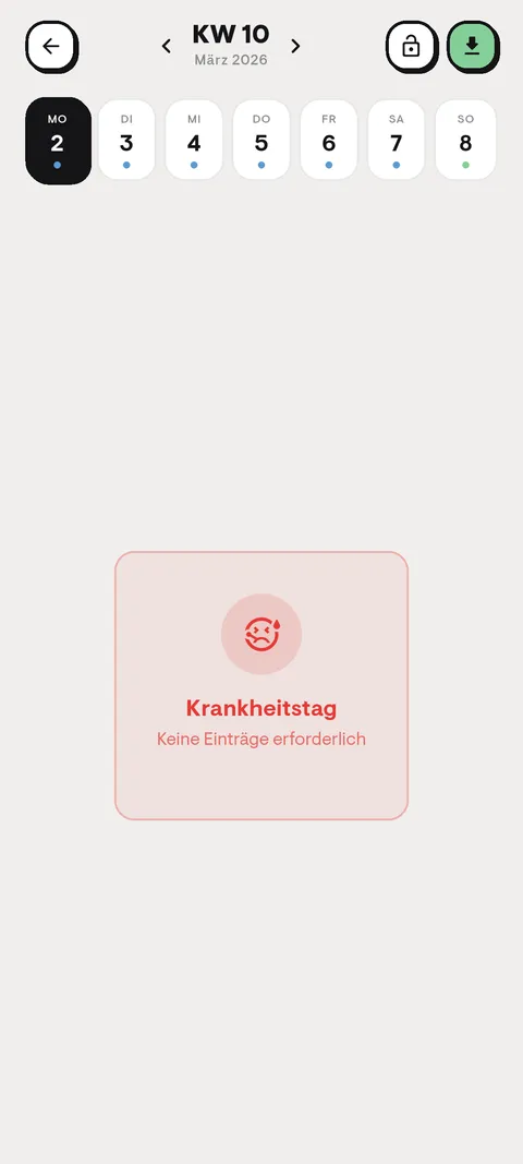 asyoube Berichtsheft Krankheitstag