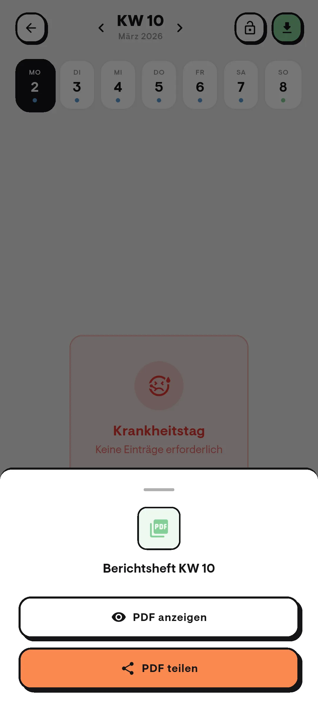 asyoube Berichtsheft PDF exportieren