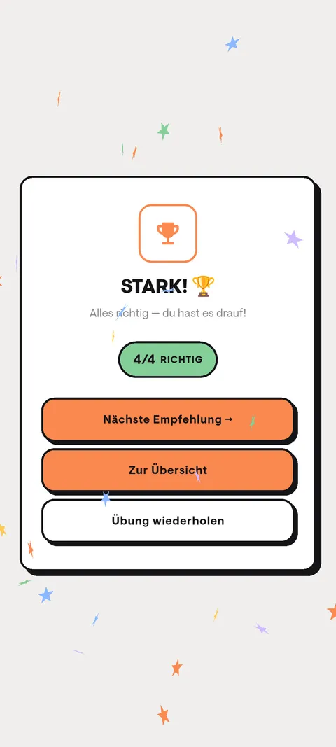 asyoube Übung abgeschlossen