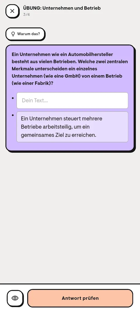 asyoube Freitext-Übung
