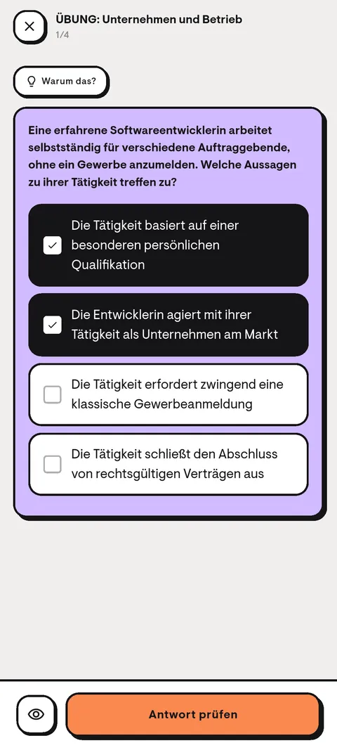 asyoube Multiple-Choice Übung