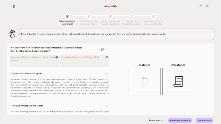 Freitext-Theorieaufgabe mit individuellem Feedback bei asyoube - einer digitalen Lernplattform für Fachinformatiker